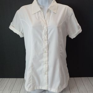 Merrell Core Woven Button Front Collar Top